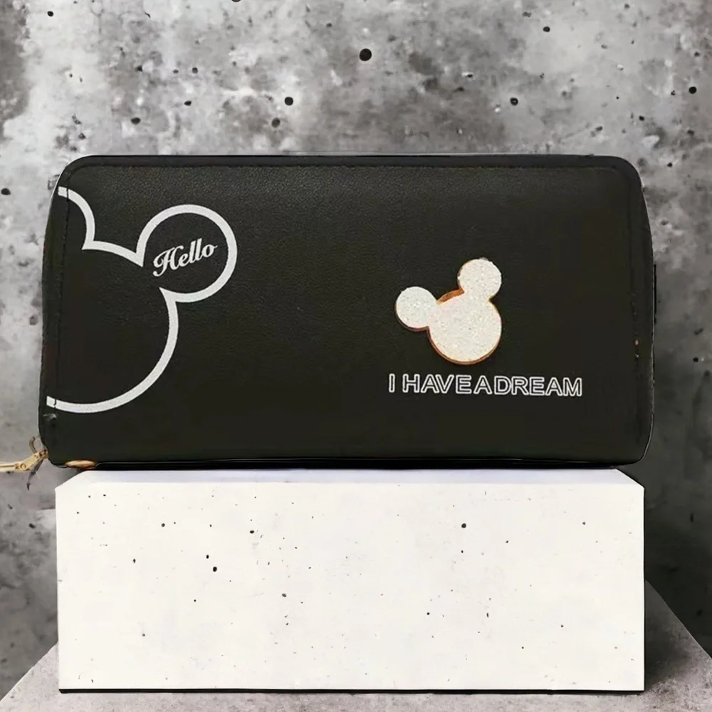 Minnie Mickey Mouse Wristlet Clutch Convertible Wallet Black